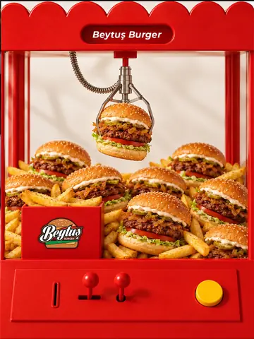 Pençeli oyun makinesinde burgerler